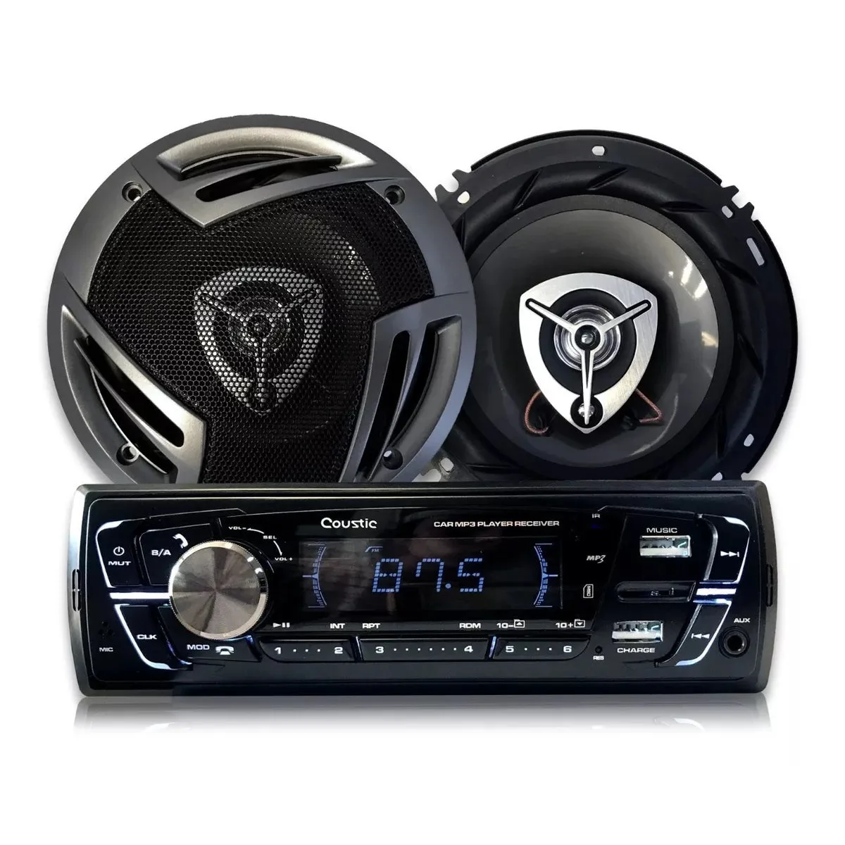ESTEREO 1 DIN BT CON 2USB + BOCINAS 6"