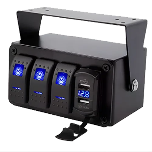 PANEL 3 SWITCHES+ USB+ 12V C/VOLTIMETRO