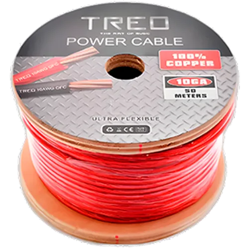 POWER CABLE CAL 10 50 MTS ROJO 100%COBRE