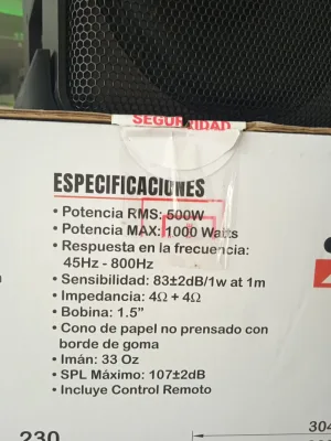 BAJO AMPLIFICADO 2x8" 500/1000 W MAX