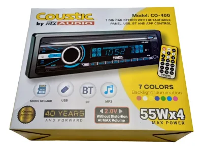 ESTEREO 1 DIN DETACH MP3 BT SD APP 4RCA