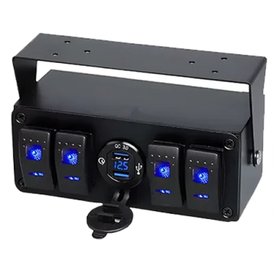 PANEL 4 SWITCHES+ USB+ 12V C/VOLTIMETRO